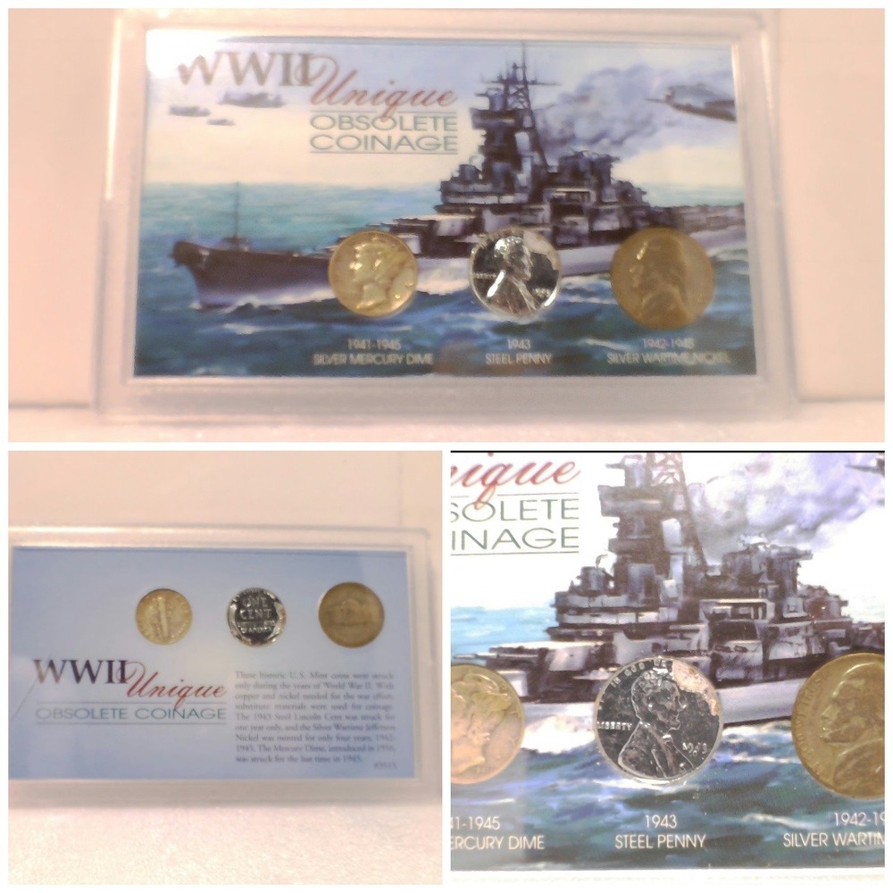 US MINT Coin Set Unisex OS Silver Excellent WWII Obsolete Steel Penny Dime